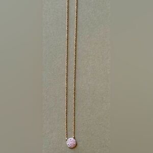 14 Karat Gold-Chain with Round Pave Diamond Disc.